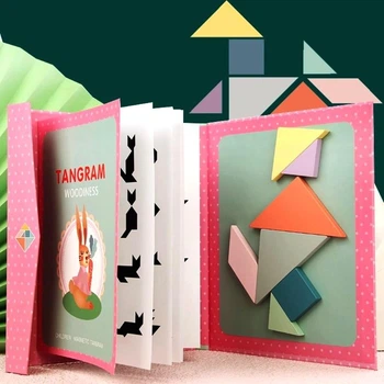 Танграм для малышей (Tangram) Деревянная магнитная игра головоломкаТанграм