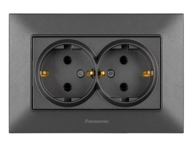 Розетка подвійна із з/з Panasonic Arkedia Slim димчаста