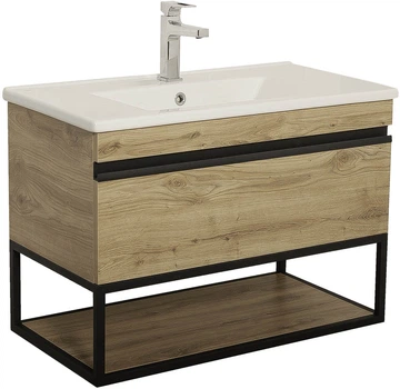 Тумба подвесная AQUA RODOS Loft-Iron Севилья с умывальником CeraStyle Arte 85 см