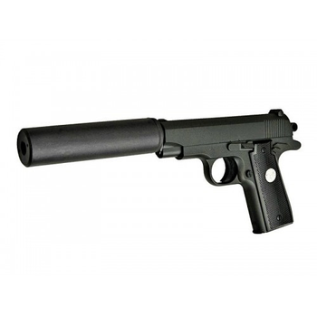 Дитячий пістолет на кульках "Browning mini з глушником Вальтер" Galaxy G2A Страйкбольний пістолет Метал, чорний