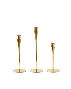 Набір свічників REMY-DECOR металеві Artdeco золотого кольору в трьох розмірах 23см 28см 33см - 21012