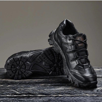 Кроссовки мужские кожаные Demi Season 44 (28.5 см) Демисезон 1208 Ukr-Tec (Чёрный) тактические ботинки