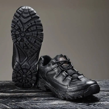 Кросівки унісекс шкіряні Demi Season 37 (24,5см) Демісезон 1208 Ukr-Tec (Чорний) тактичні черевики