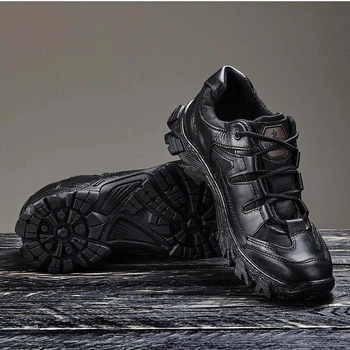 Кросівки чоловічі шкіряні Demi Season 43 (28 см) Демісезон 1208 Ukr-Tec (Чорний) тактичні черевики