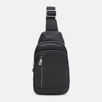 Сумка слинг через плечо мужская из натуральной кожи Palmera K106183bl Черная (ROZ6400173704)
