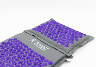 Массажный коврик Аппликатор Кузнецова + массажная подушка массажер для спины/шеи/головы OSPORT Pro (apl-777) Серо-фиолетовый