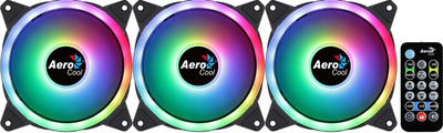Кулер Aerocool DUO12PRO Kit 3xFan 12cm ARGB LED Dual Ring Antivibration 6 Pins Black (AEROPGSDUO12-PRO-ARG)