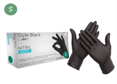 Перчатки нитриловые, черные, размер S, AMPri Style Black 100 шт