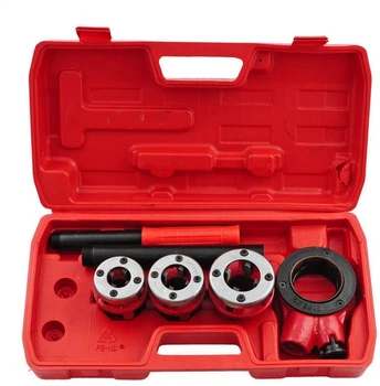 Набор плашек трубных Intertool 1/2" 3/4" 1" с держателем клуппы сантехнические для нарезки резьбы на трубах в кейсе (000003157)