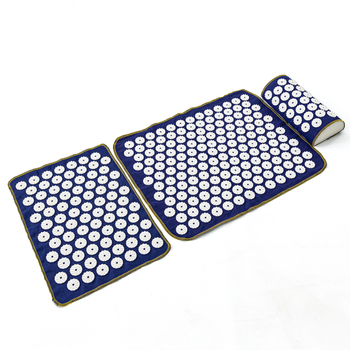 Масажний килимок Аплікатор Кузнєцова + міні килимок + валик масажер для спини/шиї/ніг OSPORT Set №1 (n-0005) Синьо-білий