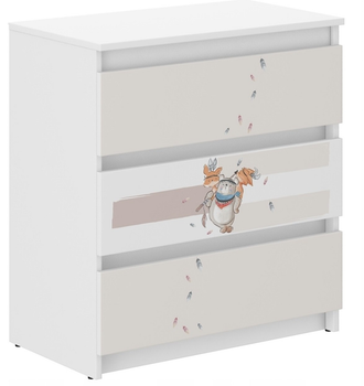 Детский комод с тремя ящиками KidsbunkBed 70 x 40 x 76 см принт Indians белый бежевый