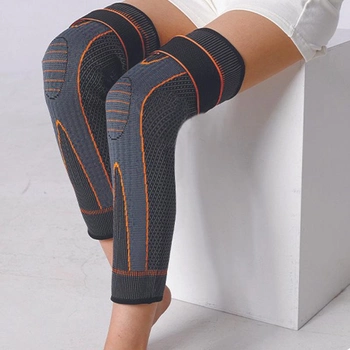 Комплект 2 ШТУКИ Наколенник спортивный бандаж коленного сустава Step Support фиксатор на колено Серый с оранжевым