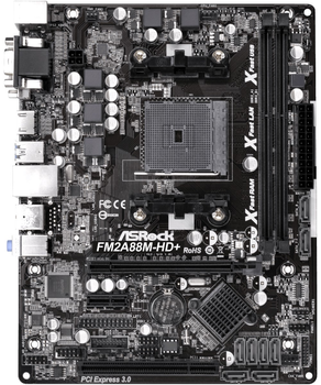 Материнская плата Socket FM2+ ASRock FM2A88M-HD+ с HDMI Видео ( sFM2+ / FM2, DDR3, USB 3.0, AMD A88X ) Б/У