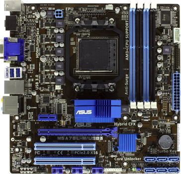 Материнская плата Socket AM3+ ASUS M5A78L-M/USB3 125W READY, с HDMI Видео ( sAM3+ / AM3, DDR3, USB 3.0, AMD 760G ) Б/У