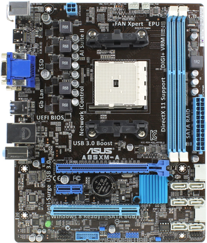 Материнская плата Socket FM2 ASUS A85XM-A c HDMI Видео ( sFM2, DDR3, SATA 3, USB 3.0, AMD A85, PCI-Ex16 ) Б/У