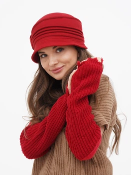 Женская шляпа из кашемира с полями и украшением VECONS one size красная
