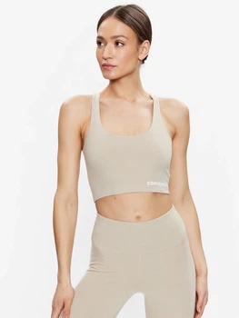 Спортивний топ для бігу жіночий Converse Wordmark Bra Top Beach Stone 10024540-247 XS Sand (194434082968)