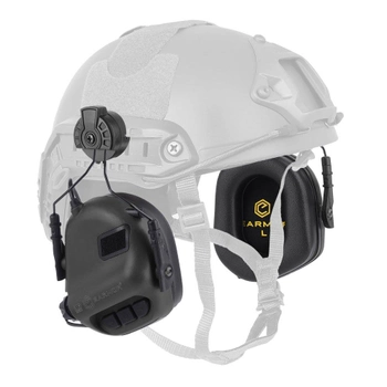 Активні навушники для стрільби Earmor M31H Чорні на шолом + Premium кріплення Чебурашка (12773kr)