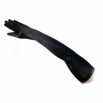 Рукавички атласні довгі чорні SETA Decor 19-595BLK