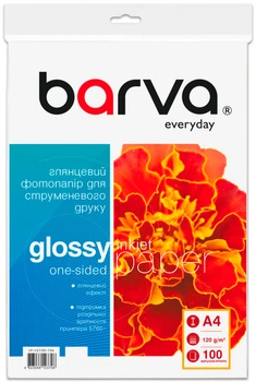 Фотобумага Barva Everyday Глянцевая A4 120 г/м2 100&nbsp;л (IP-BAR-CE120-134)