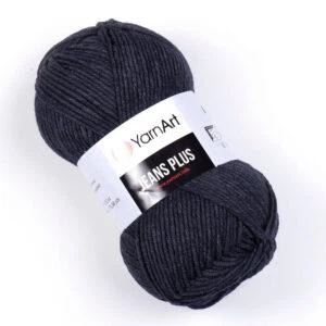 Турецька пряжа для в'язання YarnArt Jeans Plus (джинс плюс) полухлопок товста пряжа 28 чорний меланж