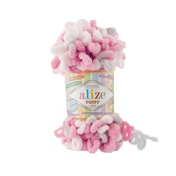 Пряжа для в'язання руками Alize Puffy Color фантазійна 100г відтінки рожевого №6370