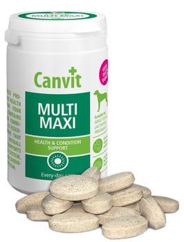 Витаминная добавка Canvit Multi Maxi for Dogs для улучшения физической формы у собак, 230 г