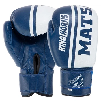Рукавички для боксу та єдиноборств на липучці Matsa 6571 Blue-White 12 унцій