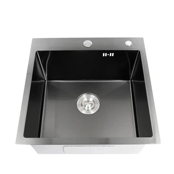 Мийка кухонна H5050B PVD вбудована 3.0/0.8 мм Brush, 500х500/215 мм, Black Lidz(43619)