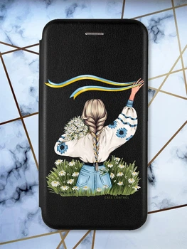 Чохол-книжка з малюнком для Xiaomi Redmi 10 Чорний :: Дівчина зі стрічкою (принт 17)