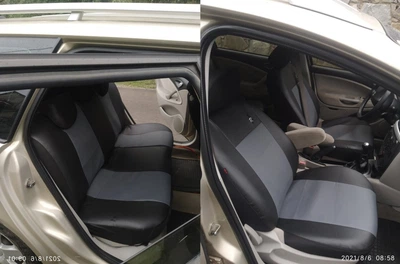 Авто чехлы из эко кожи Chevrolet Evanda (2000-2006) Pok-ter Road с серой вставкой