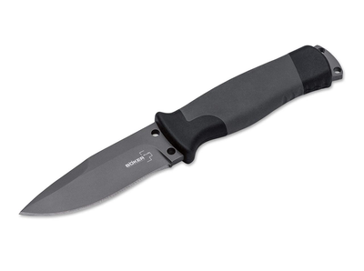 Нож тактический Boker Plus Outdoor, клинок 93 мм, серая рукоять, сталь 12С27 с титановым покрытием