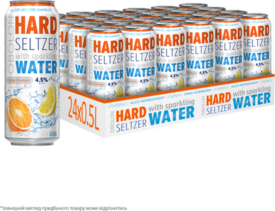 Упаковка слабоалкогольного напою Оболонь Hard Seltzer Orange&Lemon 4.5% 0.5 л х 24 шт (4820193033595)