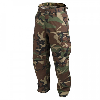 Штаны (Хлопок Рипстоп) BDU - Cotton Ripstop Helikon-Tex US Woodland XS/Long Тактические мужские