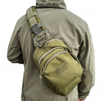 Сумка кобура для прихованого носіння зброї, сумка через плече, маленький рюкзак 31х20х10 см 4л колір олива