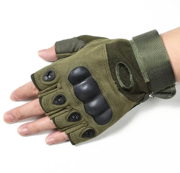 Тактические перчатки защитные беспалые олива L