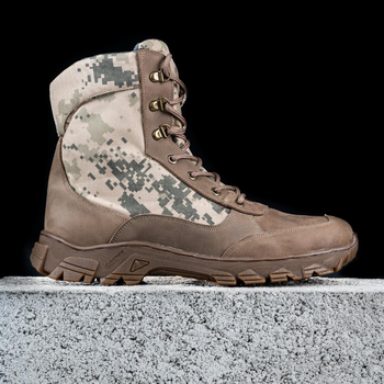 Берцы тактические мужские Light Boots 41 (27 см) Весна/Лето Кожа с Кордурой ботинки легкие (Пиксель)