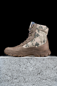 Берці тактичні чоловічі Light Boots 41 (27 см) Весна/Літо Шкіра з Кордурою черевики легкі (Піксель)