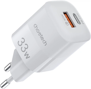 Мережевий зарядний пристрій Choetech PD5006-EU-WH 2 USB 33 Вт QC3.0/PD/PPS (PD5006-EU-WH)