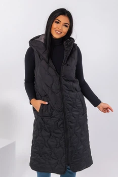 Длинный стеганый жилет с капюшоном 3192522 L (48-50) Чёрный