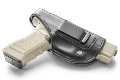 Поясна внутрібрючна трьошарова шкіряна кобура A-LINE для Glock чорна (К3)