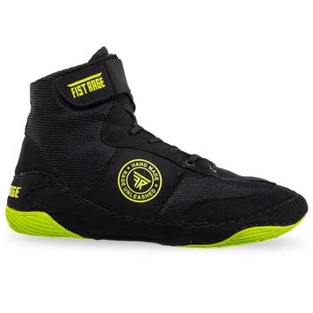 Борцовки замшевые Zelart Fistrage Heroe 8484 размер 35 Black-Neon Green