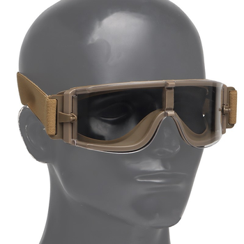 Тактические очки панорамные, вентилируемые, 3 линзы, Tan (для Airsoft, Страйкбол)