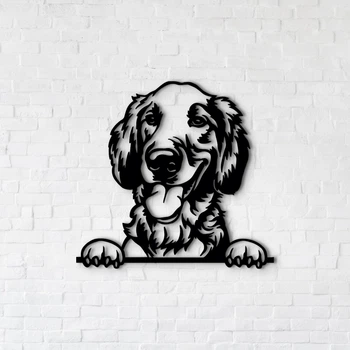 Декоративне панно з дерева Woodyard Золотистий ретривер 40x43 см Чорний (5232csBlack16)