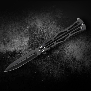 Нож Бабочка (балисонг) Черный со съемным креплением на пояс 440С сталь