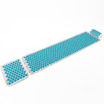 Масажний килимок Аплікатор Кузнєцова + міні килимок + валик масажер для спини/шиї/ніг OSPORT Set №3 (n-0023) Сіро-бірюзовий