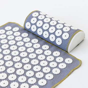 Масажний килимок Аплікатор Кузнєцова + міні килимок + валик масажер для спини/шиї/ніг OSPORT Set №3 (n-0023) Сіро-білий