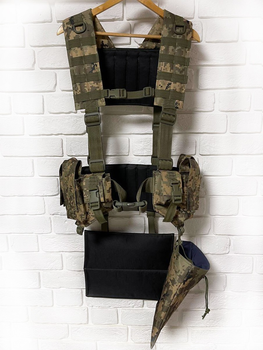РПС Комплект на 8 магазинов АК и 2 гранаты, сумка для сброса магазинов и Сидения разгрузочный пояс Пиксель