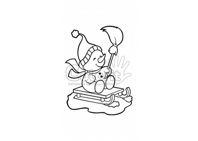 Трафарет для розмальовки кольоровим піском Colorit Новий рік Сніговик на санках А4 Товар для дитячої творчості