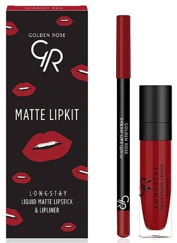 Набор для губ - Golden Rose Matte LipKit Scarlet Red (lipstick/5.5 ml + lipliner/1.6g) (878694-16432)